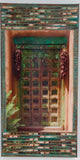 Palace Ave Teal Gate with Two Ristras, 12 x24 x 1.5