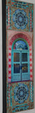 Old  Santa Fe Library Door with Two mandalas, 8 x 24 x1.5