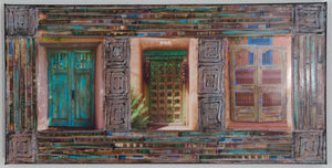 Three Teal Santa Fe Gates, 12 x 24 x 1.5