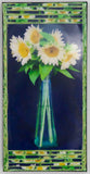 Creamy yellow Sunflowers in Green Vase, 8 x16 x1.5