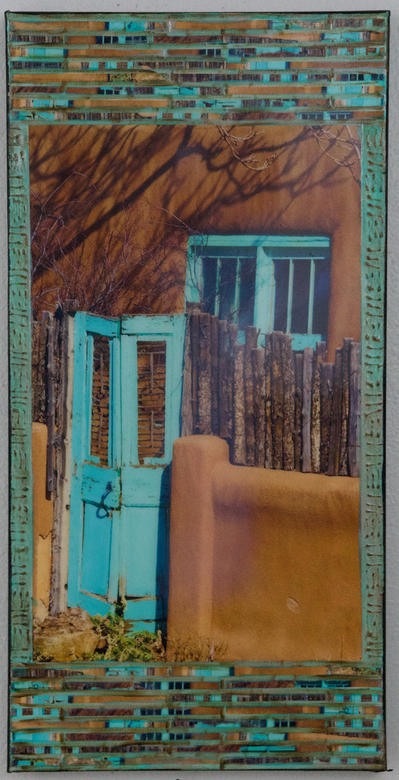 Cotez Turquoise Gate with Window Frame, 12 x 24 x 1.5