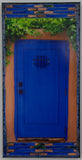 Bright Blue Palace Ave. Gate with Window and Vines., 10 x20 x 1.5