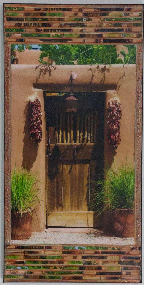 Palace Ave Brown Gate with two Ristras, 12 x 24 x 1.5