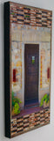 Canyon Road Brown Door with Cross and Ristras. 12 x 24 x 1.5