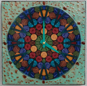 Mosaic Circles Mandala Clock, 8x8x1.5