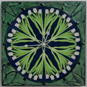 White Tulip Mandala Clock, 8 x8x1.5