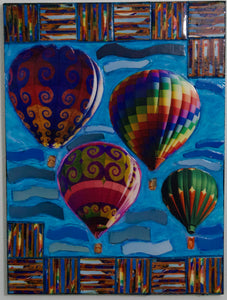 RE-Pieced Ballons on Birch Panel, 18 x 24 x1