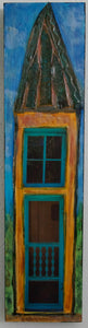 Re-Pieced Cerrillos Tiny House on Birch Board, 6x24x1.5