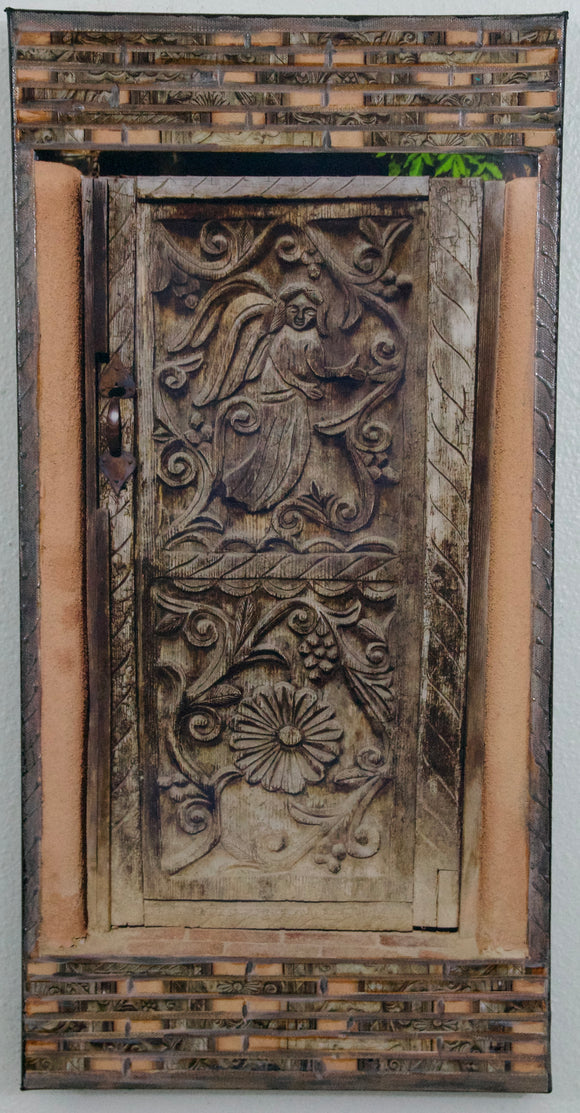 Acequia Carved Brown Angel Gate, 12 x24x1.5