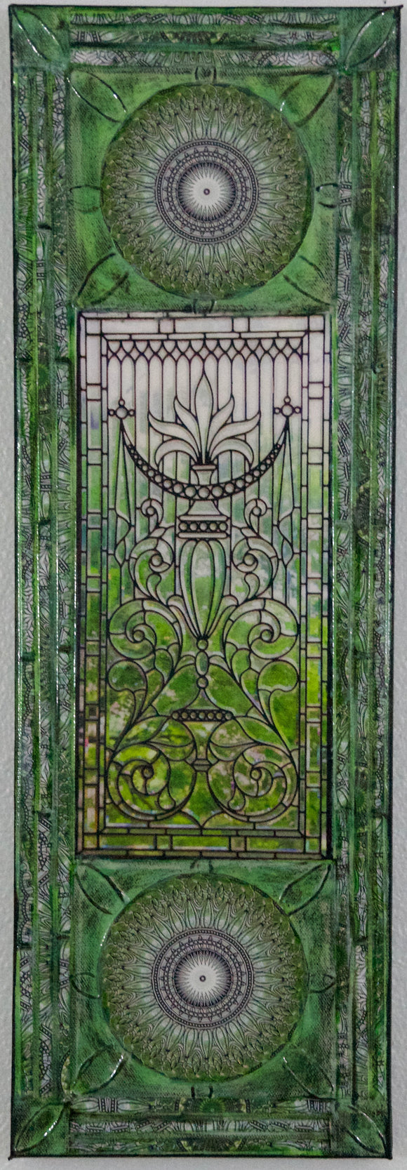 Arcadia Window with Two Mandalas, 8x24x1.5