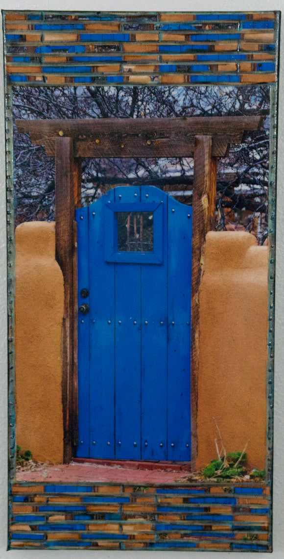 Cobalt Blue Wood Arch Gate, 12 x 24 x1.5