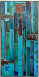 Turquoise Composite Gate with Ristra and Antique Lock, 10 x 20