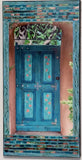 Blue Monte Del Sol Gate with Painted Flowers, 12 x24
