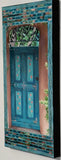 Blue Monte Del Sol Gate with Painted Flowers, 12 x24