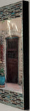Five Graces Brown Door with Turquoise Trim and Turquoise Planter. 12x24