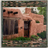 Delgado Brown Gate with Geraniums, 16 x16