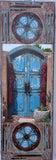 Old Pecos Trail Blue Gate with Ristras and Mandalas, 8 x24