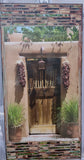 Palace Ave Brown Gate with Two Ristras and Potted Grasses, 12x24
