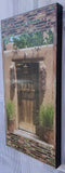 Palace Ave Brown Gate with Two Ristras and Potted Grasses, 12x24