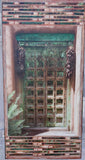Palace Ave Teal Gate with Two Ristras, 12 x24