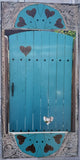 Turquoise Double Heart Gate with Mandala, 12 x24