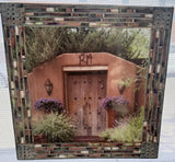 Cerro Gordo Double brown Gate with Purple Flowers, 16 x16