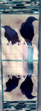 Two Crows on a Fence Reflection, 8 x24