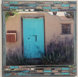 Turquoise Double Gate with Black Star and Sage, 16 x16 x1.5