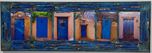Six Blue Santa Fe Gates, 12 x 36