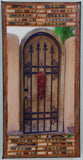 Brown Arch with Iron  and Ristra Gate, 8 x 16 x 1.5